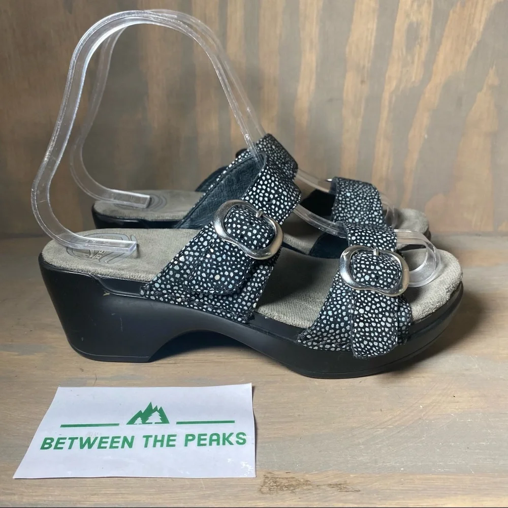 Dansko Womens Sophie Sandals Wedge Heel Black Suede Size 35 US 4.5 5